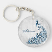 Blue Peacock Persoonlijke acrylSleutelhanger Sleutelhanger (Voorkant)