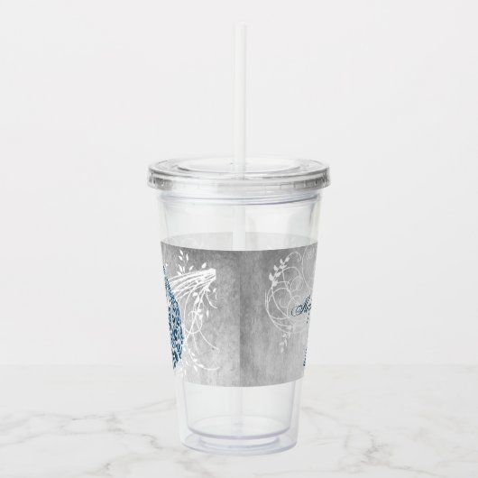 Blue Peacock persoonlijke acryltrommel Acryl Drinkbeker (Rechts)