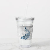 Blue Peacock persoonlijke acryltrommel Acryl Drinkbeker (Achterkant)