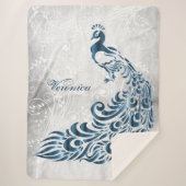Blue Peacock persoonlijke Sherpa Blanket Deken (Voorkant)