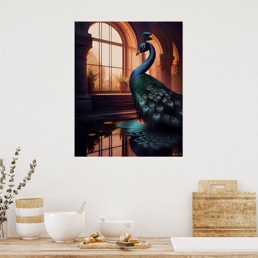 Blue Peacock Poster (Keuken)