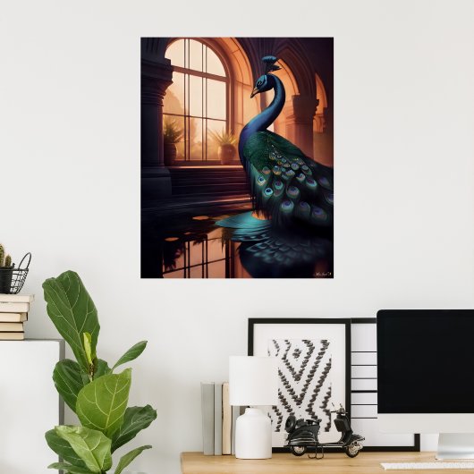 Blue Peacock Poster (Thuiskantoor)