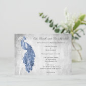 Blue Peacock Rehearsal Dinner Invitation Kaart (Staand voorkant)