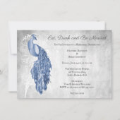 Blue Peacock Rehearsal Dinner Invitation Kaart (Voorkant)