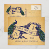 Blue Peacock  Save the Date Briefkaart (Voorkant / Achterkant)