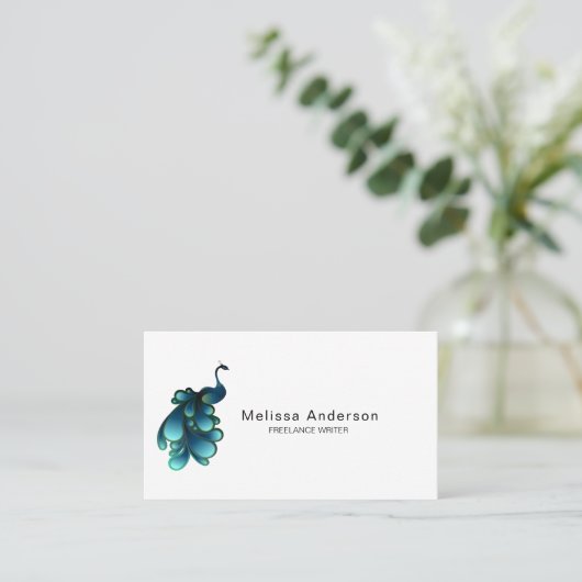 Blue Peacock Visitekaartje (Staand voorkant)