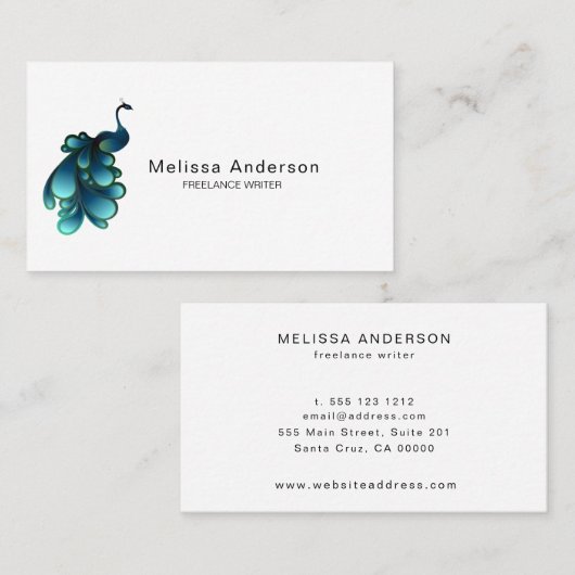 Blue Peacock Visitekaartje (Voorkant / Achterkant)