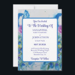 Blue Peacock Waterverf Flower Wedding Invitation Kaart<br><div class="desc">Peacock Shabby Chic Flower Floral Viola Stripe</div>