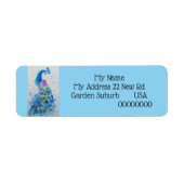 Blue Peacock Waterverf Return Address Labels (Voorkant)