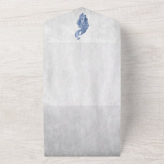 Blue Peacock Weddenschap in één uitnodiging (Buitenkant)