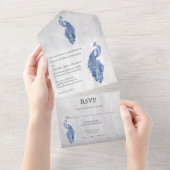 Blue Peacock Weddenschap in één uitnodiging (Afscheurbaar)