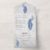 Blue Peacock Weddenschap in één uitnodiging (Binnen)