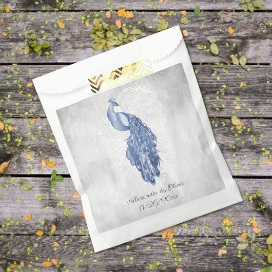 Blue Peacock Wedding Favor Bag Bedankzakje