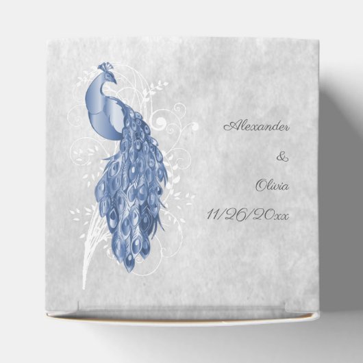 Blue Peacock Wedding Favor Box Bedankdoosjes (Bovenkant)