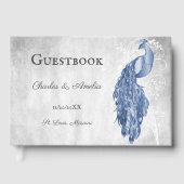 Blue Peacock Wedding Guest Book Gastenboek (Voorkant)