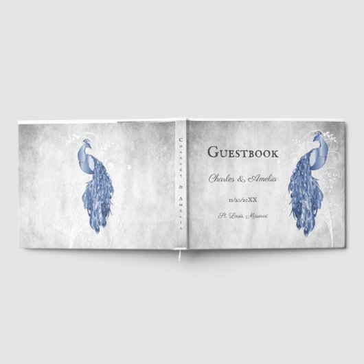 Blue Peacock Wedding Guest Book Gastenboek (Volledig)