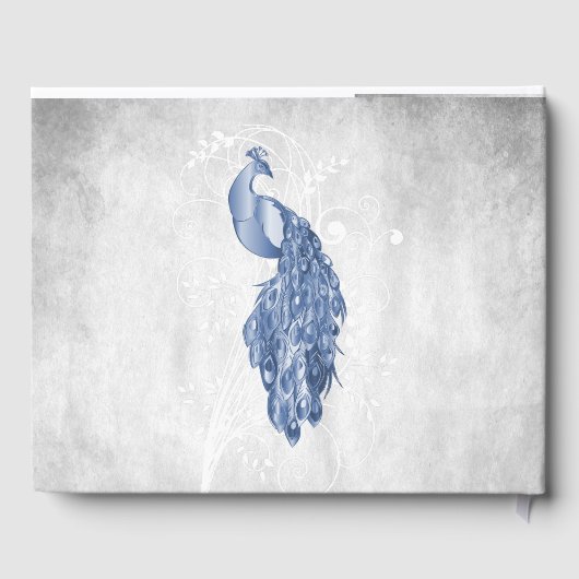 Blue Peacock Wedding Guest Book Gastenboek (Achterkant)
