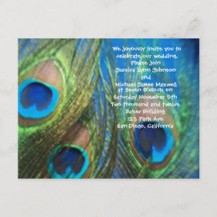Blue Peacock Wedding Invitation Kaart