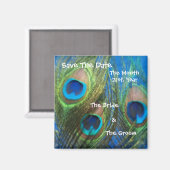 Blue Peacock Wedding Save the Date Magneet (Voorkant / Achterkant)
