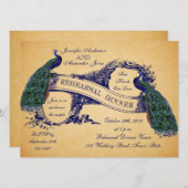 Blue Peacocks  repetitie dineruitnodiging Kaart (Voorkant / Achterkant)