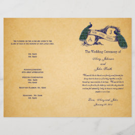 Blue Peacocks Vintage Wedding Programme