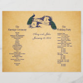 Blue Peacocks Vintage Wedding Programme (Achterkant)