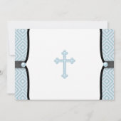 Blue Pearl Cross Black Blue Christening Kaart (Achterkant)