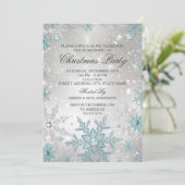 Blue Pearl Crystal Snowflake Kaart (Staand voorkant)