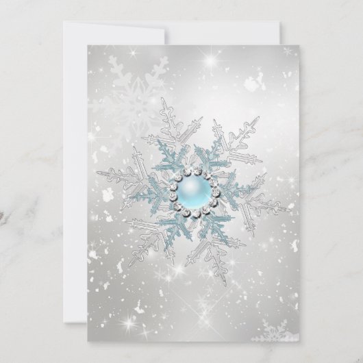 Blue Pearl Crystal Snowflake Kaart (Achterkant)