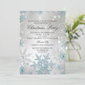 Blue Pearl Crystal Snowflake Kaart (Staand voorkant)