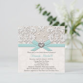 Blue Pearl Lace Diamond Bridal Shower Invitations Kaart (Staand voorkant)