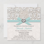 Blue Pearl Lace Diamond Bridal Shower Invitations Kaart (Voorkant)