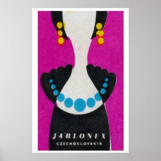Blue Pearl Necklace - Matchbox Print - Czech Wall (Voorkant)