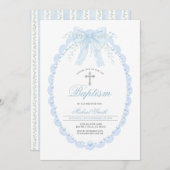 Blue Pearl Oval Baptism Boy Christening with Cross Kaart (Voorkant / Achterkant)