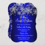 Blue Pearl Silver Snowflake Sweet 16 Kaart<br><div class="desc">Royal Blue Pearl Sweet 16 Birthday Party,  Winter Wonderland Invitation.  Snowflake met zilverkristal. Let op: alle platte afbeeldingen hebben geen echte juwelen!</div>