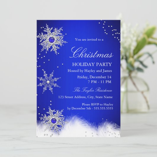 Blue Pearl Snowflake kerstfeestdag Kaart (Staand voorkant)