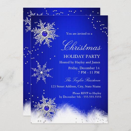 Blue Pearl Snowflake kerstfeestdag Kaart (Voorkant / Achterkant)