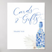 Blue Pearls en Prosecco Kaarten Cadeaubordje Poster (Voorkant)