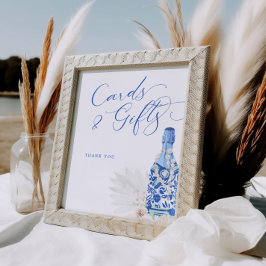 Blue Pearls en Prosecco Kaarten Cadeaubordje Poster