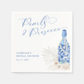 Blue Pearls en Prosecco Vrijgezellenfeest Servet (Voorkant)
