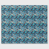 Blue Pebbles Abstracte watergolven Cadeaupapier (Vlak)