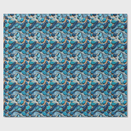 Blue Pebbles Abstracte watergolven Cadeaupapier (Vlak)