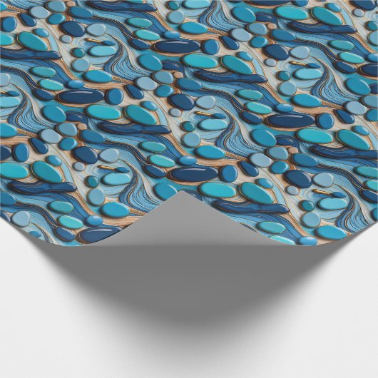 Blue Pebbles Abstracte watergolven Cadeaupapier (Hoek)