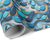 Blue Pebbles Abstracte watergolven Cadeaupapier (Rol Hoek)