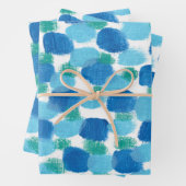 Blue Pebbles Abstracte Waterverf Gift Wrap Inpakpapier Vel (In situ)