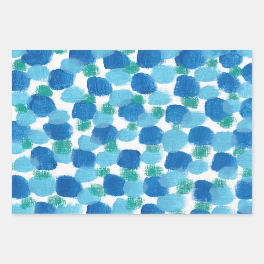 Blue Pebbles Abstracte Waterverf Gift Wrap Inpakpapier Vel (Voorkant)