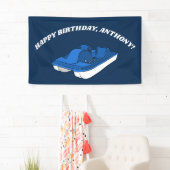 Blue Pedal Boat Birthday Party - Gepersonaliseerd Spandoek (Insitu)
