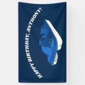Blue Pedal Boat Birthday Party - Gepersonaliseerd Spandoek (Verticaal)