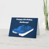 Blue Pedal Boat Custom Message Birthday Kaart (Voorkant)