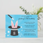 Blue Peek-a-Boo Rabbit Custom Magic Birthday Party Kaart (Staand voorkant)